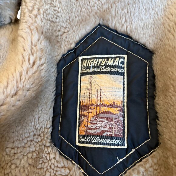 Mighty Mac Vintage Gabardine Wool Winter Jacket  Fur Lapel & Lining Overcoat - Picture 7 of 9